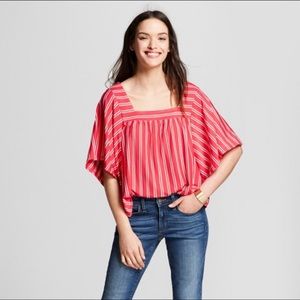 Universal Threads Red Flutter Sleeve Blouse L